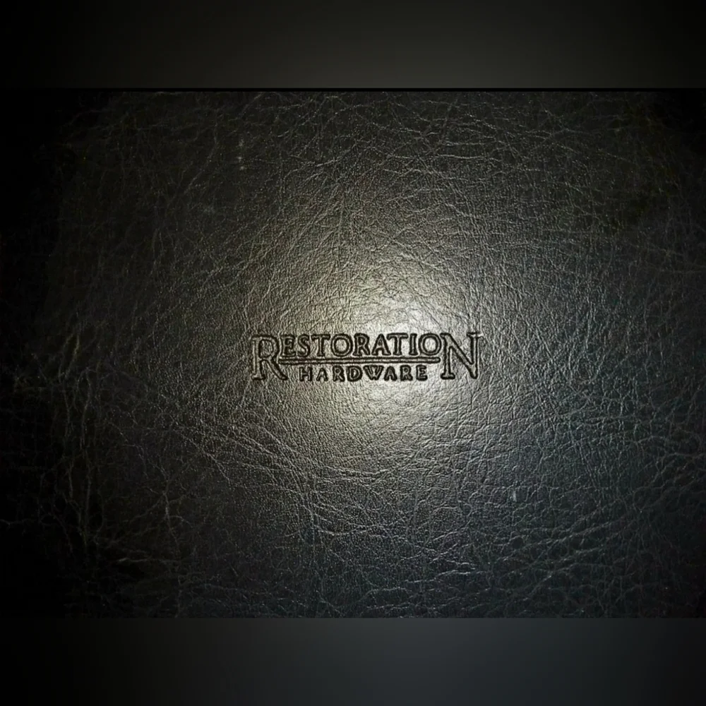 Vintage 1998 Restoration Hardware Black Leather Picture Box Storage Home Decor